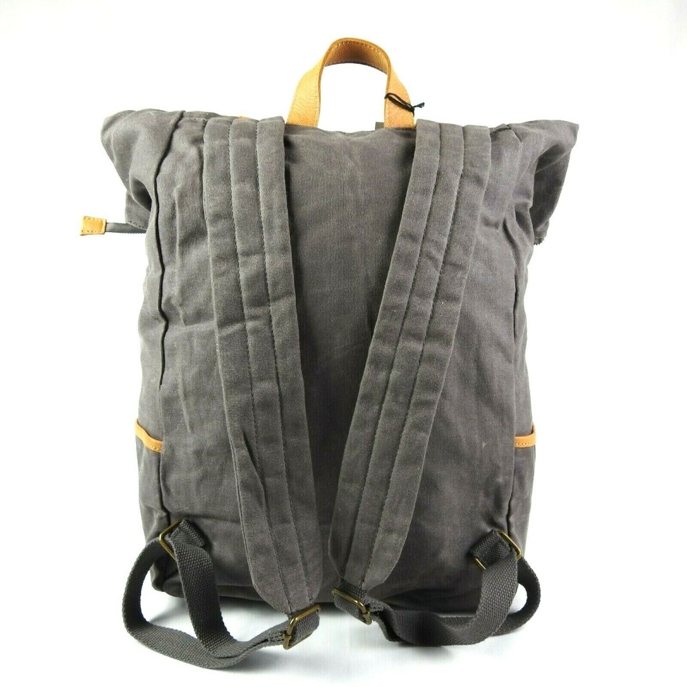 Waxed Canvas & Leather Bag Roll Top - Picture 3 of 8